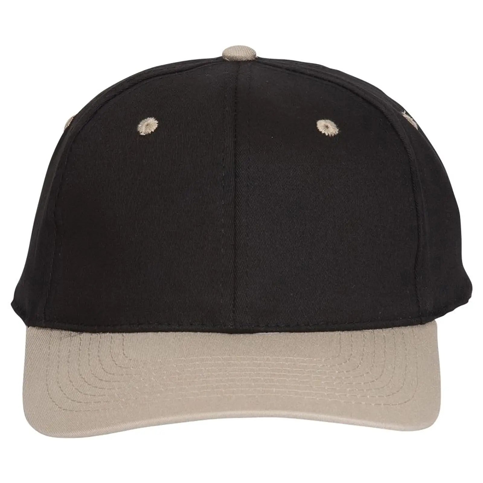 OTTO 11-018 ’OTTO Flex’ Fitted 6 Panel Low Profile Baseball Cap - Kha/Blk - Kha/Blk / 7’’ - 7 1/4’’