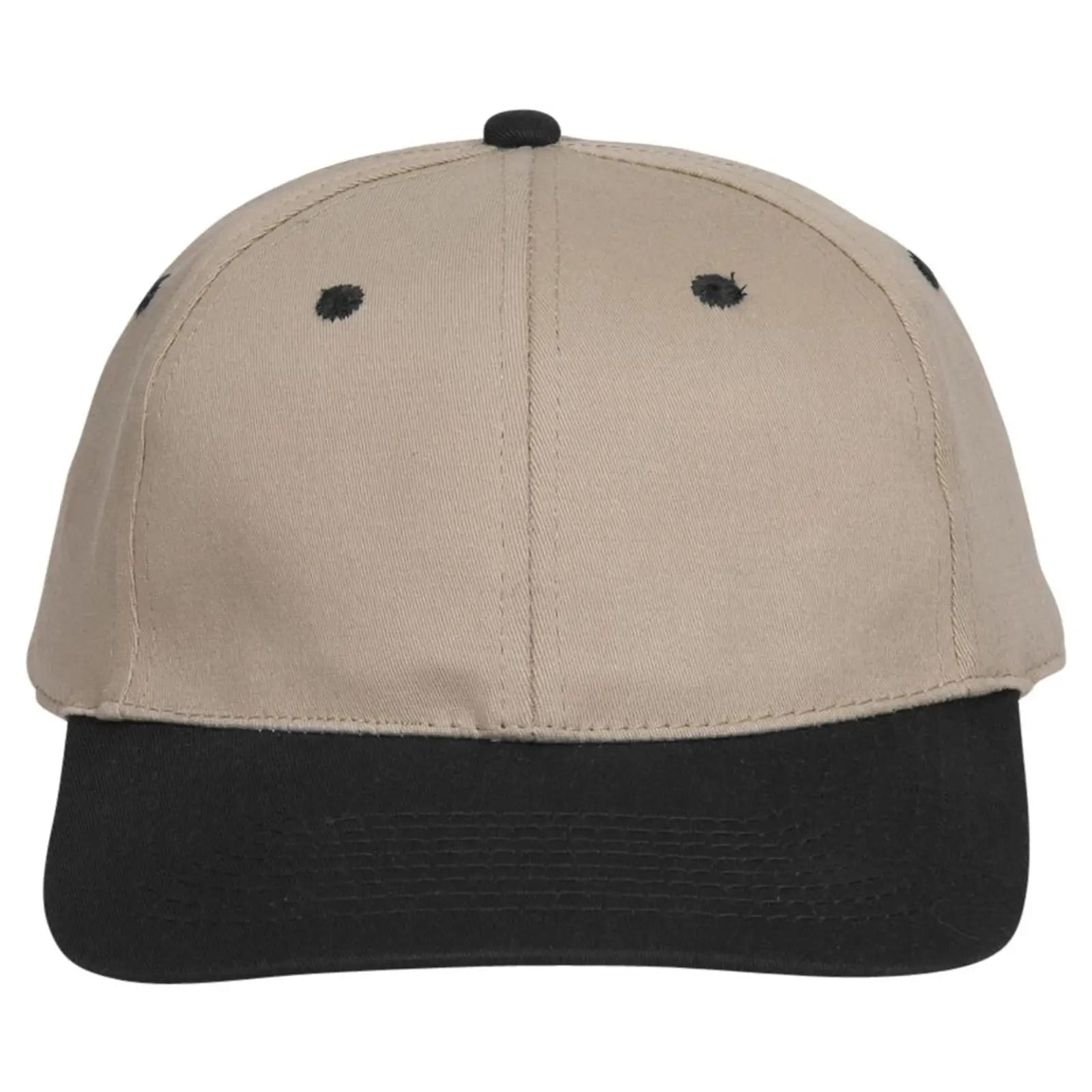 OTTO 11-018 ’OTTO Flex’ Fitted 6 Panel Low Profile Baseball Cap - Blk/Kha - Blk/Kha / 7’’ - 7 1/4’’