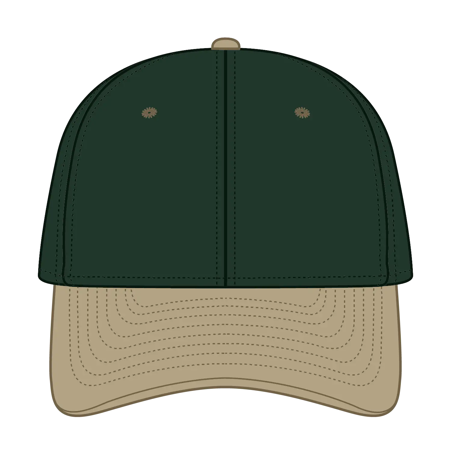 OTTO 11-018 ’OTTO Flex’ Fitted 6 Panel Low Profile Baseball Cap - Kha/Dk.Grn - Kha/Dk.Grn / 7 3/8’’ - 7 5/8’