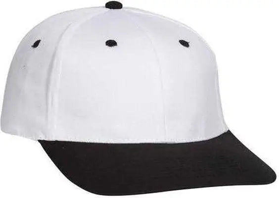 OTTO 11-018 Stretchable Deluxe Brushed Cotton Twill 6 Panel Low Profile Pro Style Cap - Black White - Black White / S/M