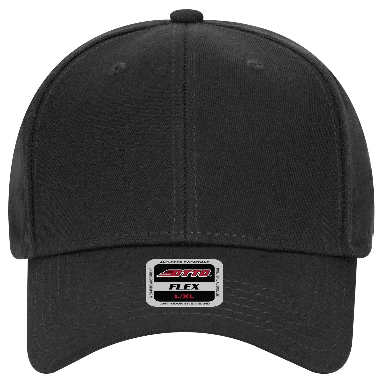 OTTO 11-1164 ’OTTO Flex’ Fitted 6 Panel Low Profile Baseball Cap - Black - Black / 7’’ - 7 1/4’’
