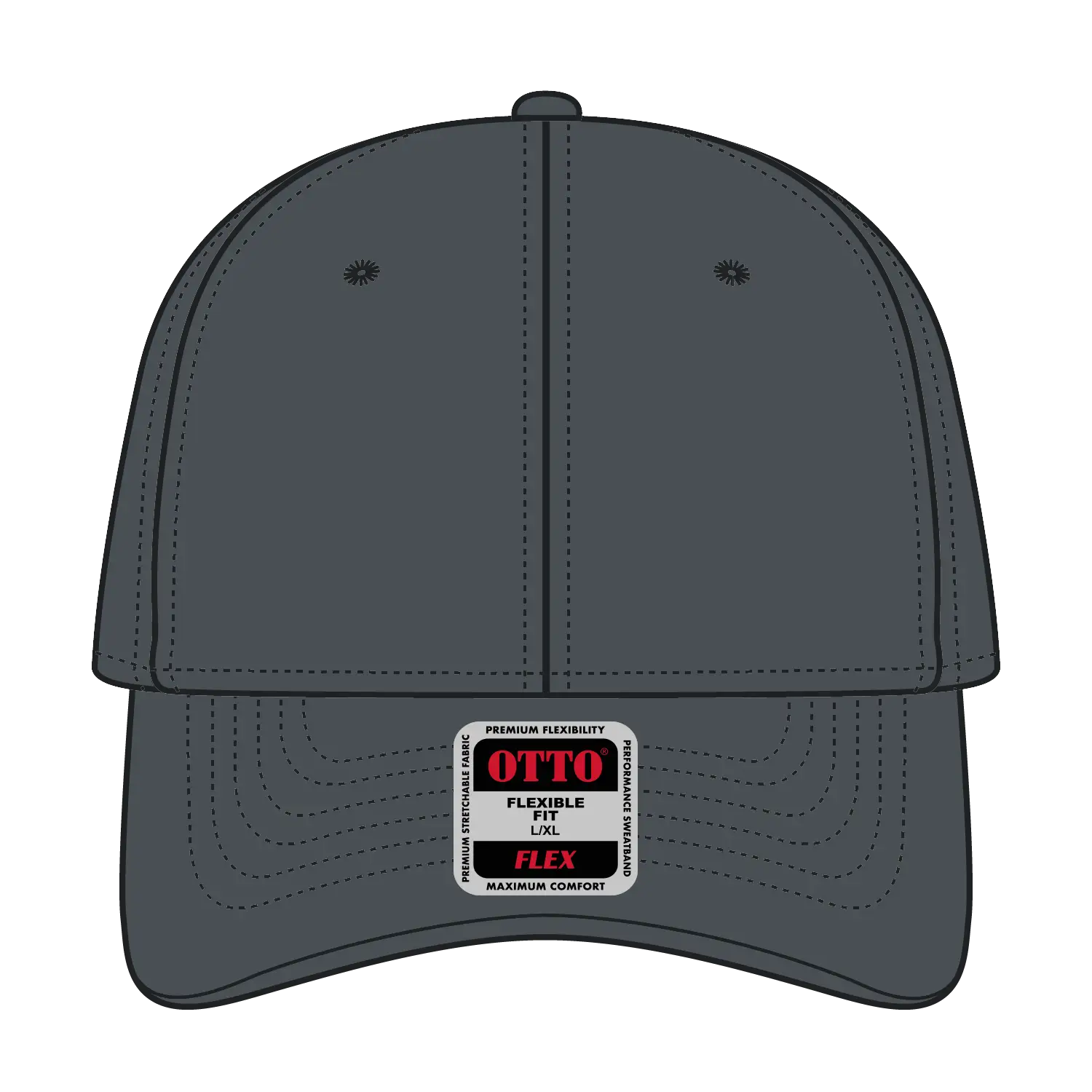 OTTO 11-1172 ’OTTO Flex’ Fitted 6 Panel Low Profile Baseball Cap - Char. Gray - Char. Gray / 7 3/8’’ - 7 5/8’