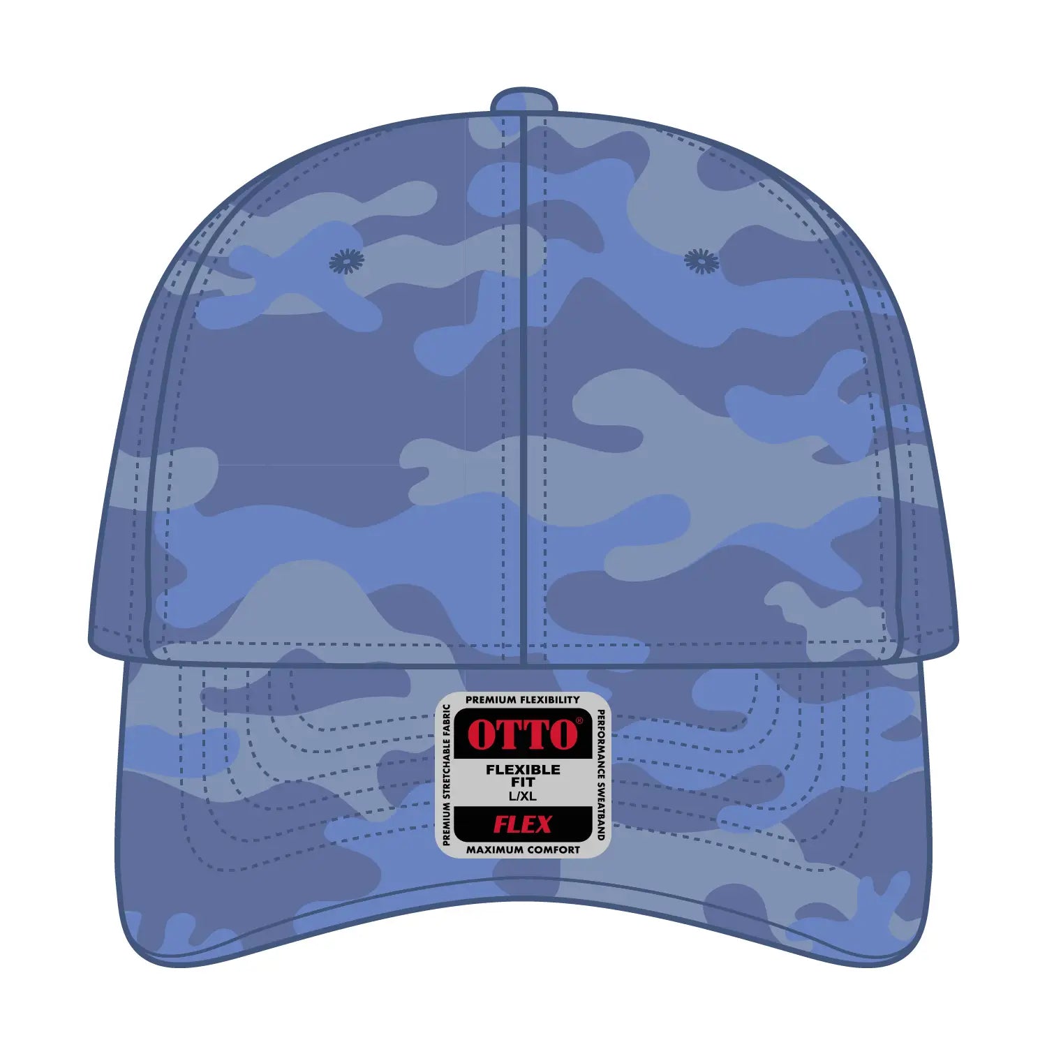 OTTO 11-1172 ’OTTO Flex’ Fitted 6 Panel Low Profile Baseball Cap - Cb.Blu/Sk.Blu - Cb.Blu/Sk.Blu / 7 3/8’’ - 7 5/8’