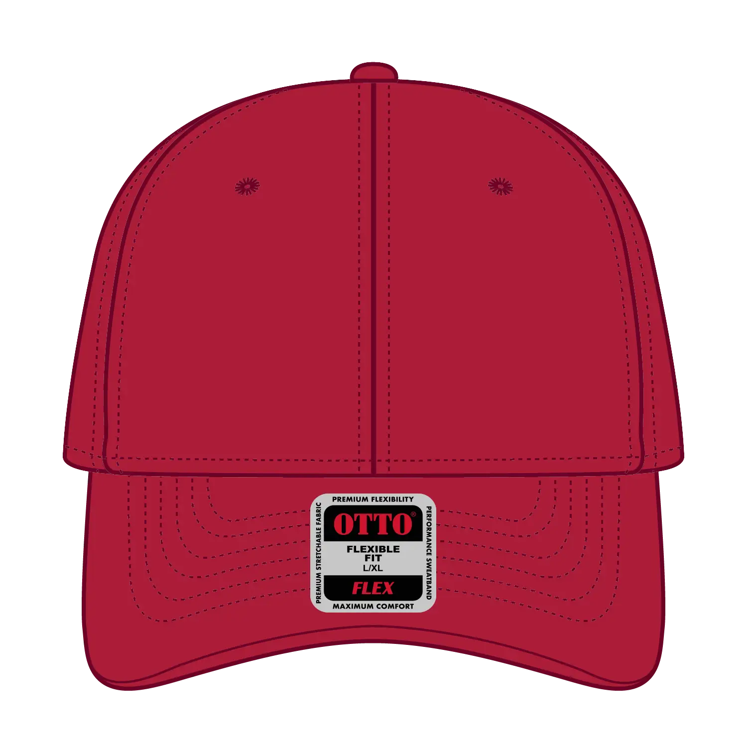 OTTO 11-1172 ’OTTO Flex’ Fitted 6 Panel Low Profile Baseball Cap - Red - Red / 7 3/8’’ - 7 5/8’