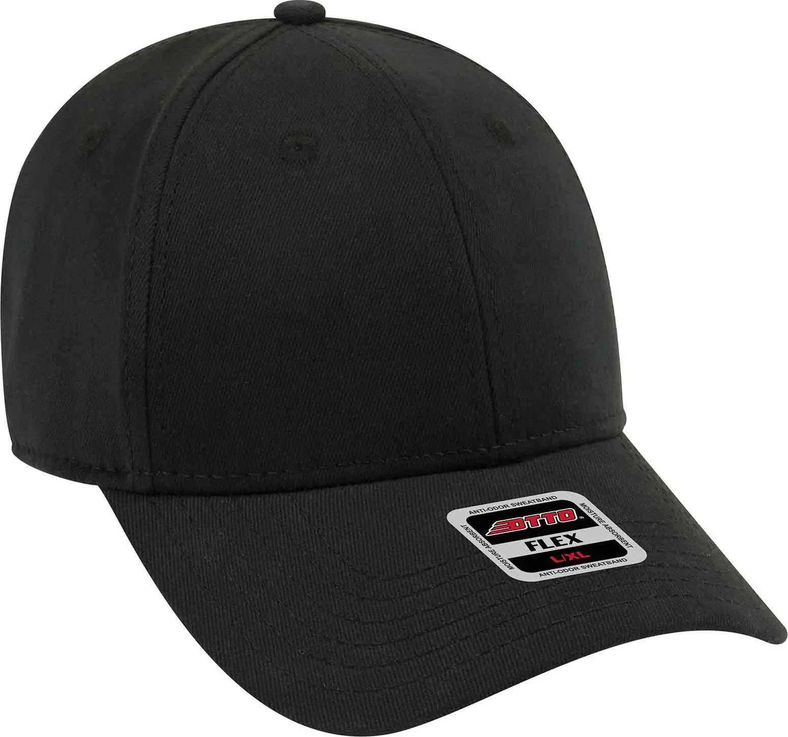OTTO 11-1204 Brushed Stretchable Bull Denim Flex 6 Panel Low Profile Baseball Cap - Black - Black / S/M