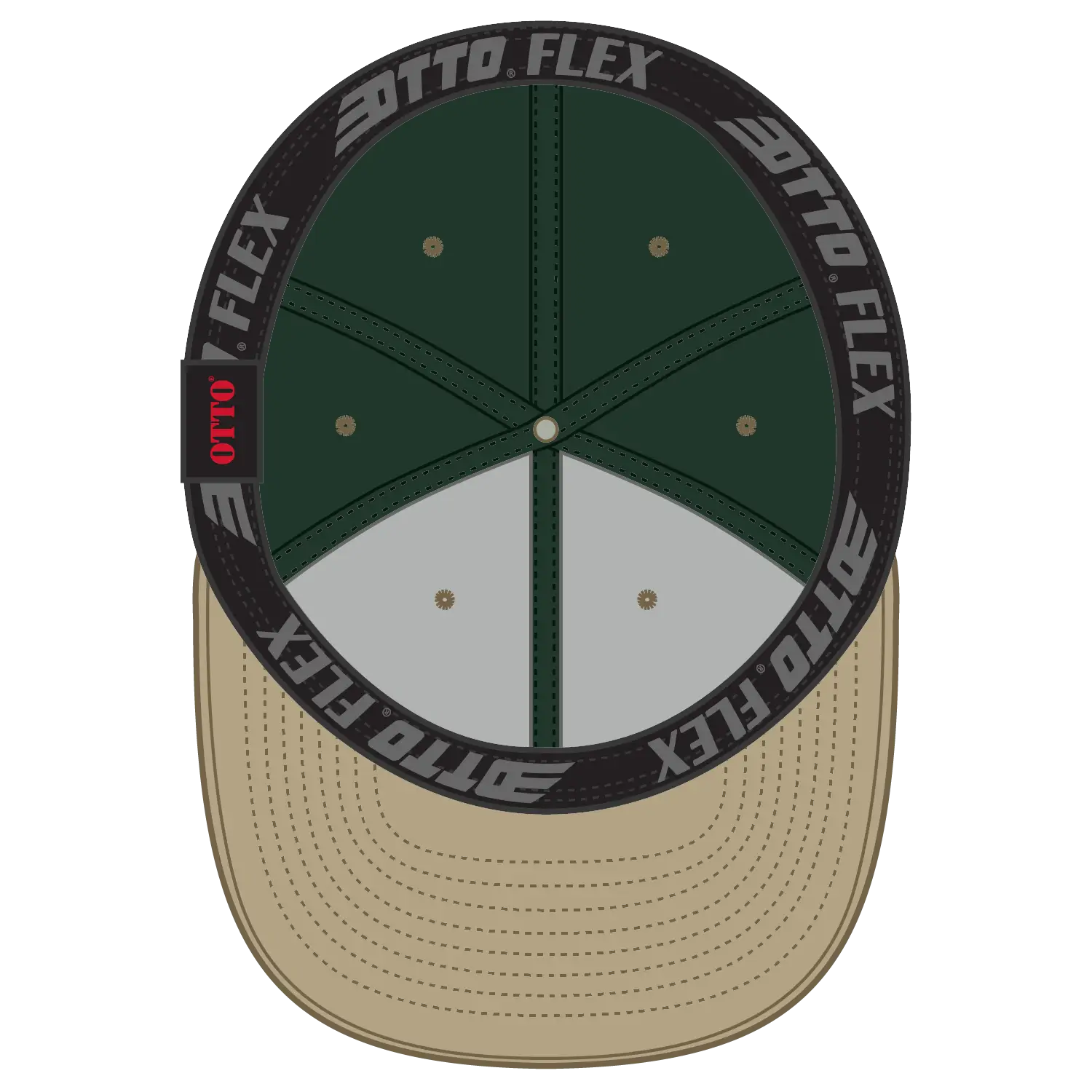 OTTO 11-194 ’OTTO Flex’ Fitted 6 Panel Low Profile Baseball Cap - Kha/Dk.Grn