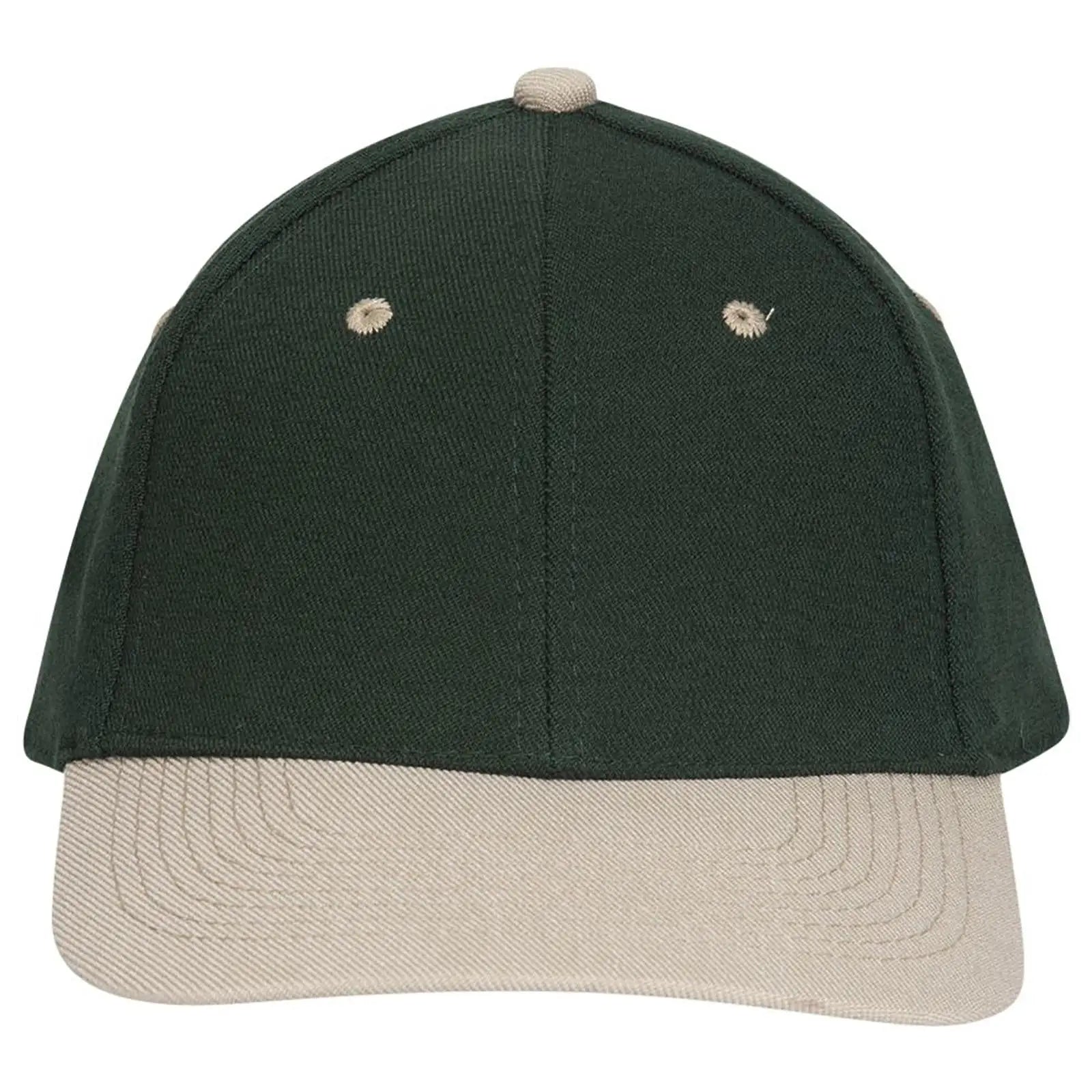 OTTO 11-194 ’OTTO Flex’ Fitted 6 Panel Low Profile Baseball Cap - Kha/Dk.Grn