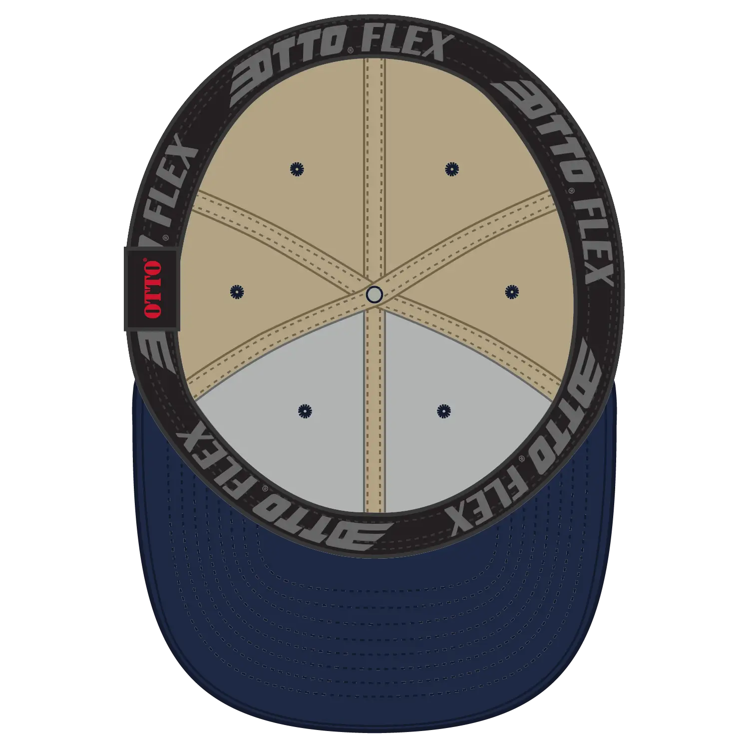 OTTO 11-194 ’OTTO Flex’ Fitted 6 Panel Low Profile Baseball Cap - Nvy/Kha - Nvy/Kha / 7’’ - 7 1/4’’