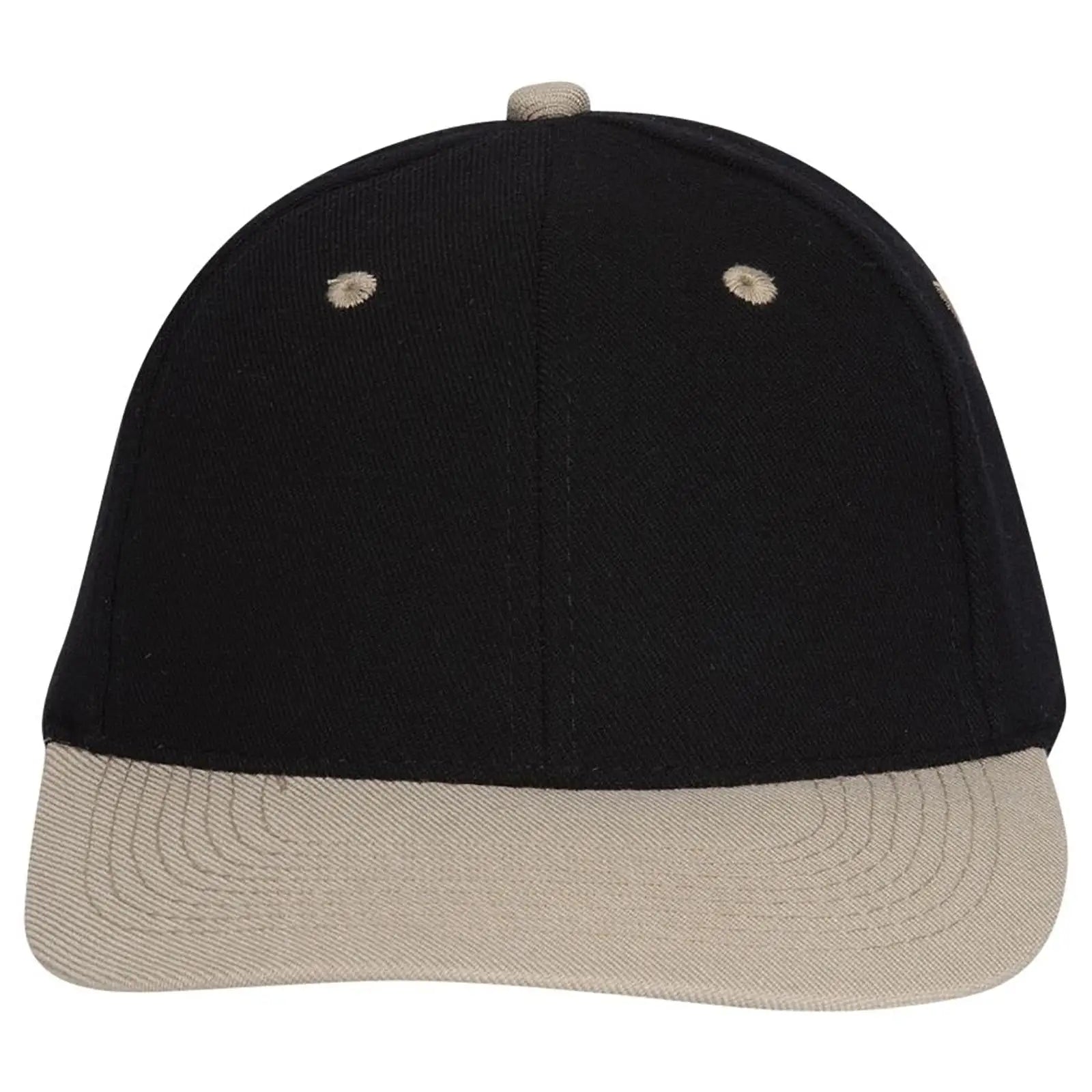 OTTO 11-194 ’OTTO Flex’ Fitted 6 Panel Low Profile Baseball Cap - Kha/Blk - Kha/Blk / 7’’ - 7 1/4’’