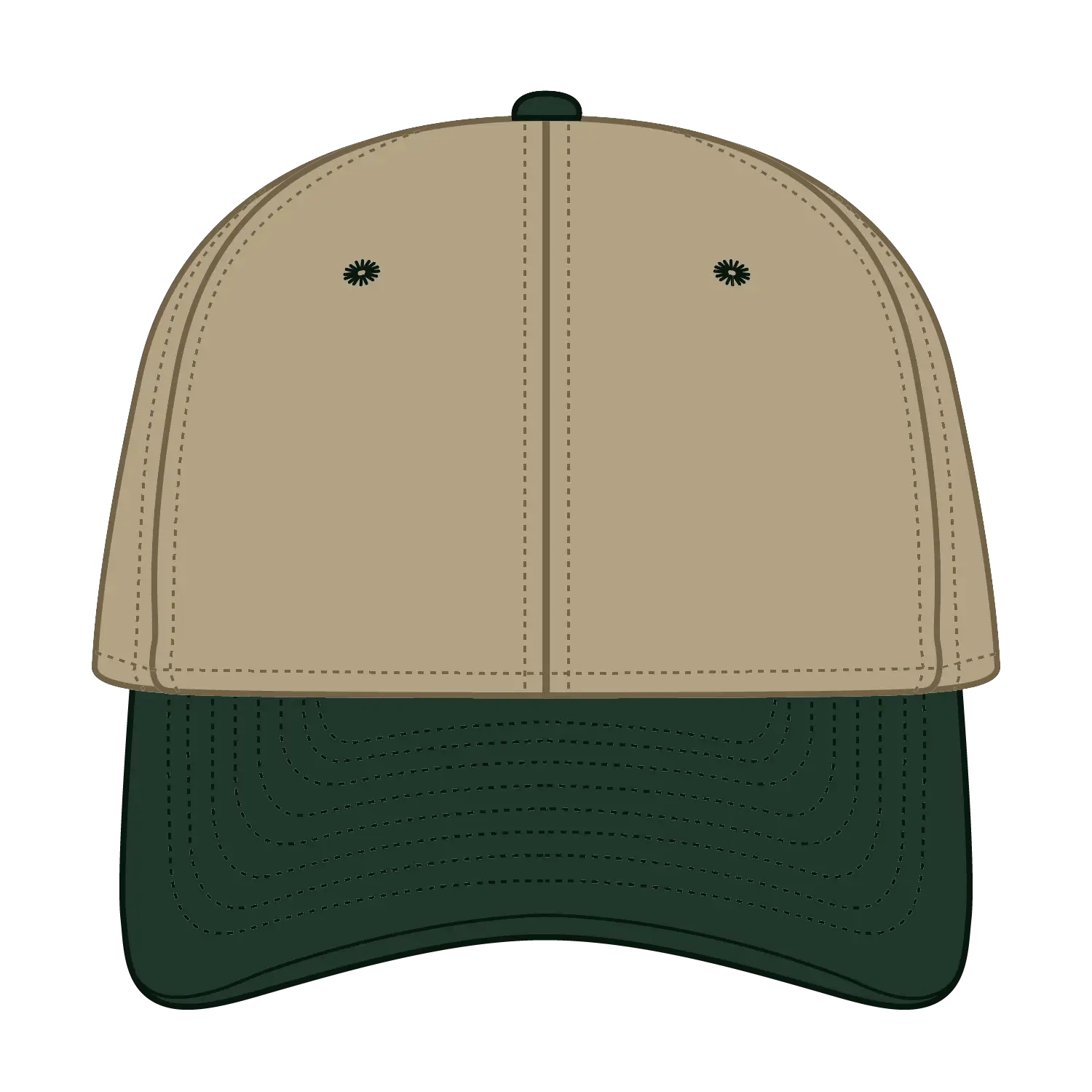 OTTO 11-194 ’OTTO Flex’ Fitted 6 Panel Low Profile Baseball Cap - Dk.Grn/Kha - Dk.Grn/Kha / 7’’ - 7 1/4’’