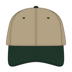 OTTO 11-194 ’OTTO Flex’ Fitted 6 Panel Low Profile Baseball Cap - Dk.Grn/Kha - Dk.Grn/Kha / 7’’ - 7 1/4’’