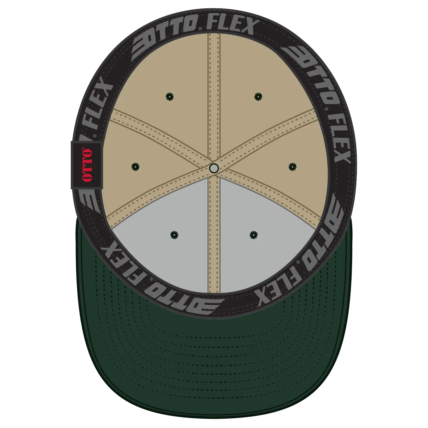OTTO 11-194 ’OTTO Flex’ Fitted 6 Panel Low Profile Baseball Cap - Dk.Grn/Kha - Dk.Grn/Kha / 7’’ - 7 1/4’’