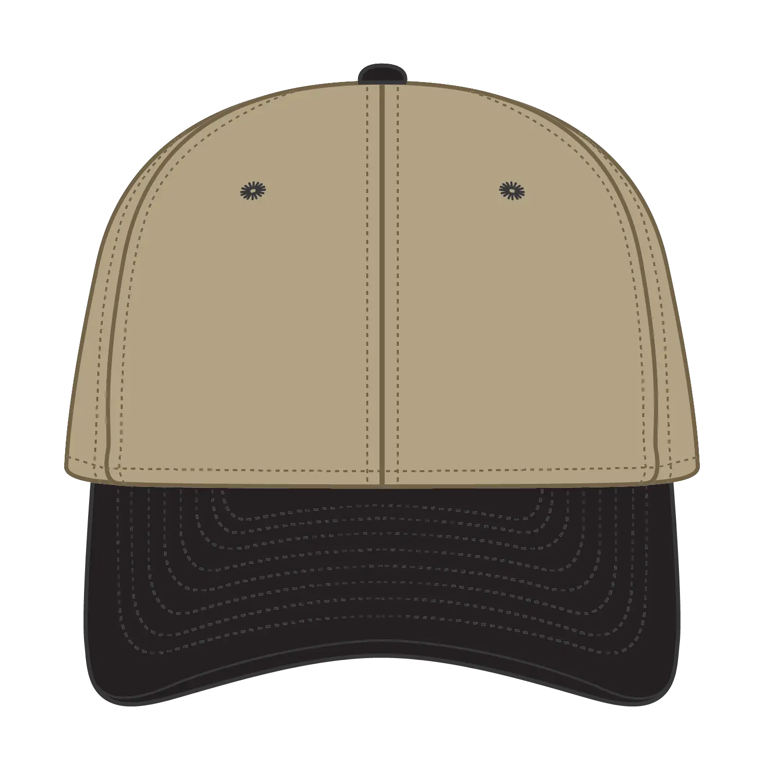 OTTO 11-194 ’OTTO Flex’ Fitted 6 Panel Low Profile Baseball Cap - Blk/Kha - Blk/Kha / 7 3/8’’ - 7 5/8’