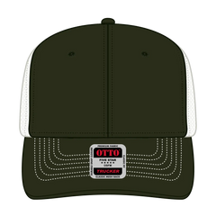 OTTO 112-1 6 Panel Mid Profile Mesh Back Trucker Cap - Dk.Ol.Grn/Dk.Ol.Grn/Lt.Khk - Dk.Ol.Grn/Dk.Ol.Grn/Lt.Khk / 7