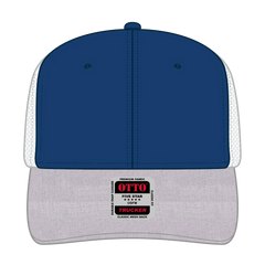 OTTO 112-1 6 Panel Mid Profile Mesh Back Trucker Cap - HeatherGray/Royal/White - HeatherGray/Royal/White / 7 3/8’’ - 7