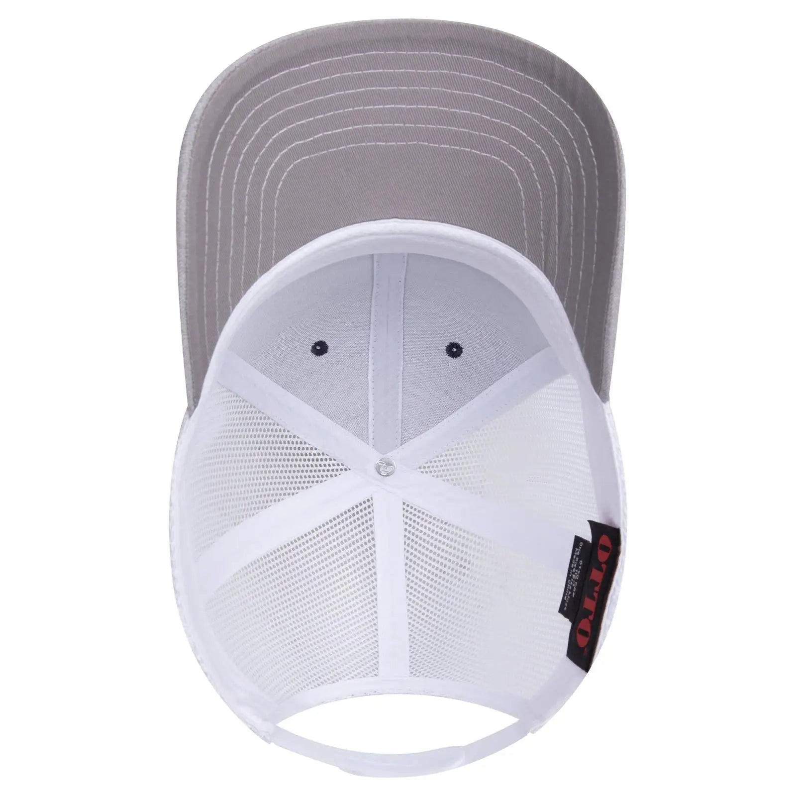 OTTO 112-1 6 Panel Mid Profile Mesh Back Trucker Cap - HeatherGray/Navy/White - HeatherGray/Navy/White / 7 3/8’’ - 7