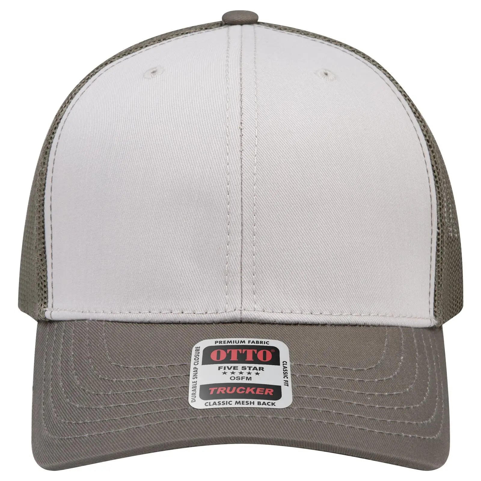 OTTO 112-1 6 Panel Mid Profile Mesh Back Trucker Cap - 215221- Ol.Grn/Lt.Khk/Ol.Grn - 215221- Ol.Grn/Lt.Khk/Ol.Grn / 7