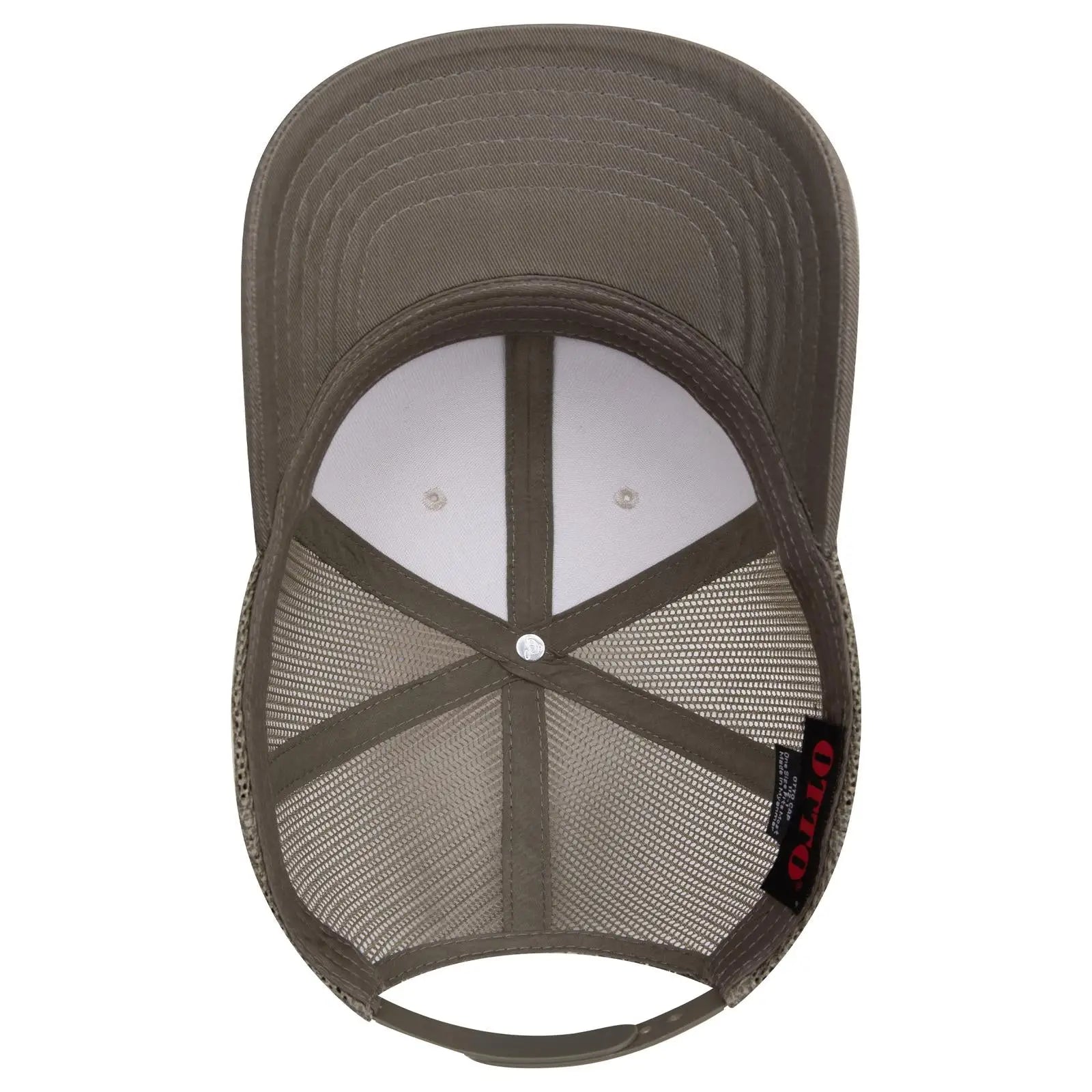OTTO 112-1 6 Panel Mid Profile Mesh Back Trucker Cap - 215221- Ol.Grn/Lt.Khk/Ol.Grn - 215221- Ol.Grn/Lt.Khk/Ol.Grn / 7