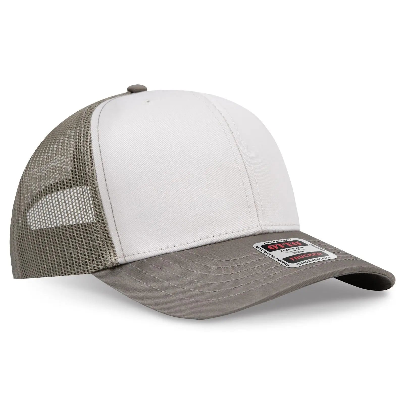 OTTO 112-1 6 Panel Mid Profile Mesh Back Trucker Cap - 215221- Ol.Grn/Lt.Khk/Ol.Grn - 215221- Ol.Grn/Lt.Khk/Ol.Grn / 7