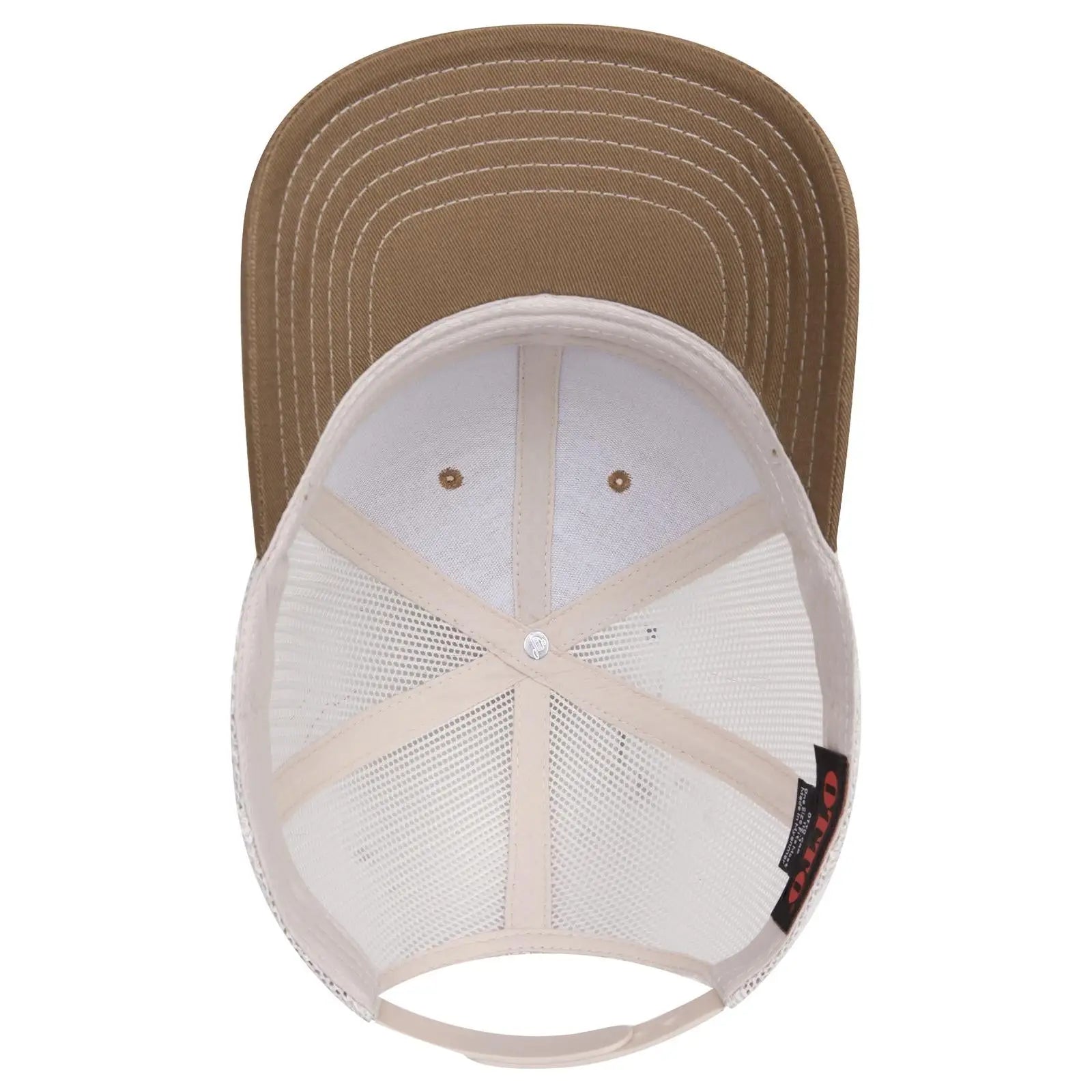OTTO 112-1 6 Panel Mid Profile Mesh Back Trucker Cap - Coy.Brn/Coy.Brn/Lt.Khk - Coy.Brn/Coy.Brn/Lt.Khk / 7 3/8’’ - 7