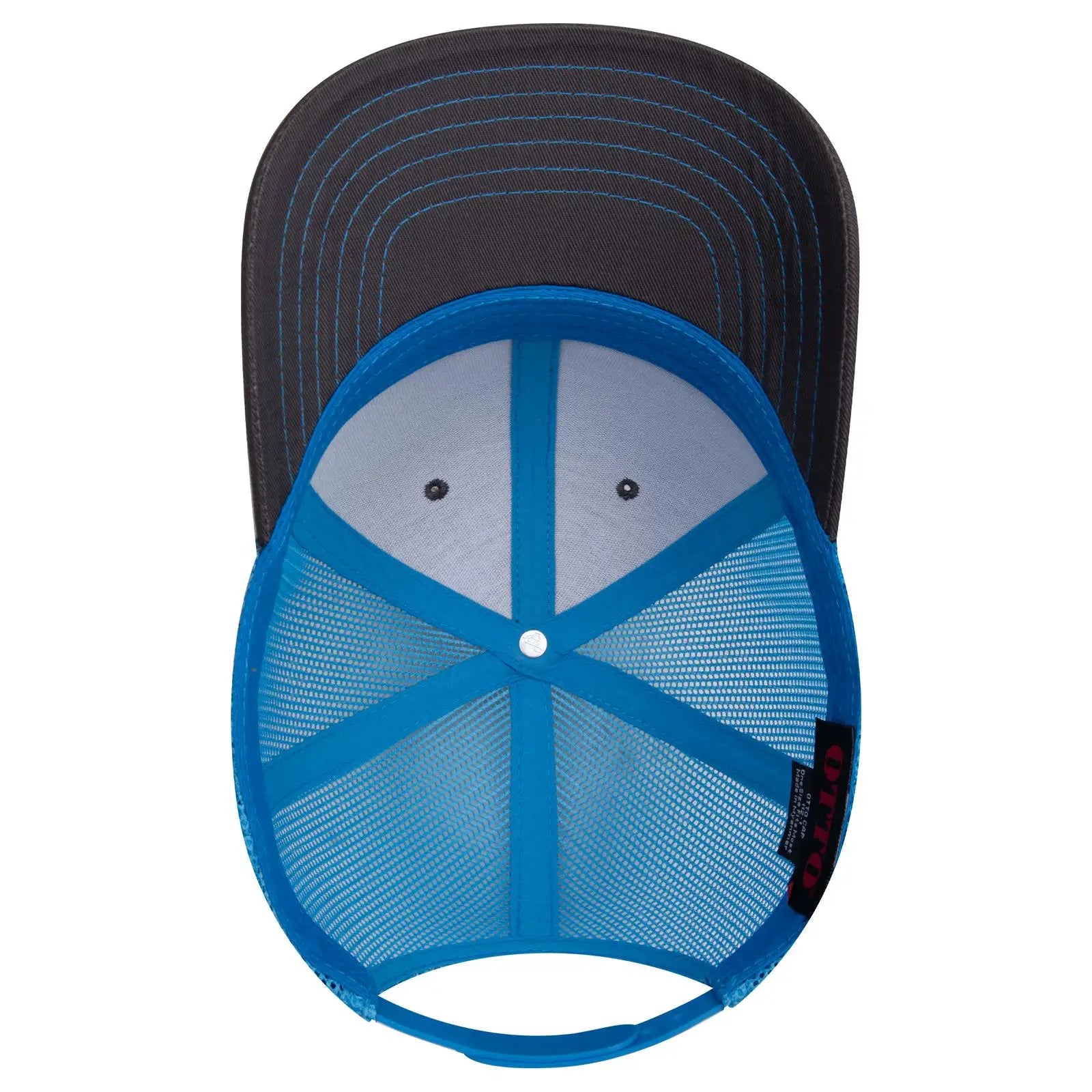 OTTO 112-1 6 Panel Mid Profile Mesh Back Trucker Cap - Ch.Gry/CH.Gry/N.Blu - Ch.Gry/CH.Gry/N.Blu / 7 3/8’’ - 7 5/8’’