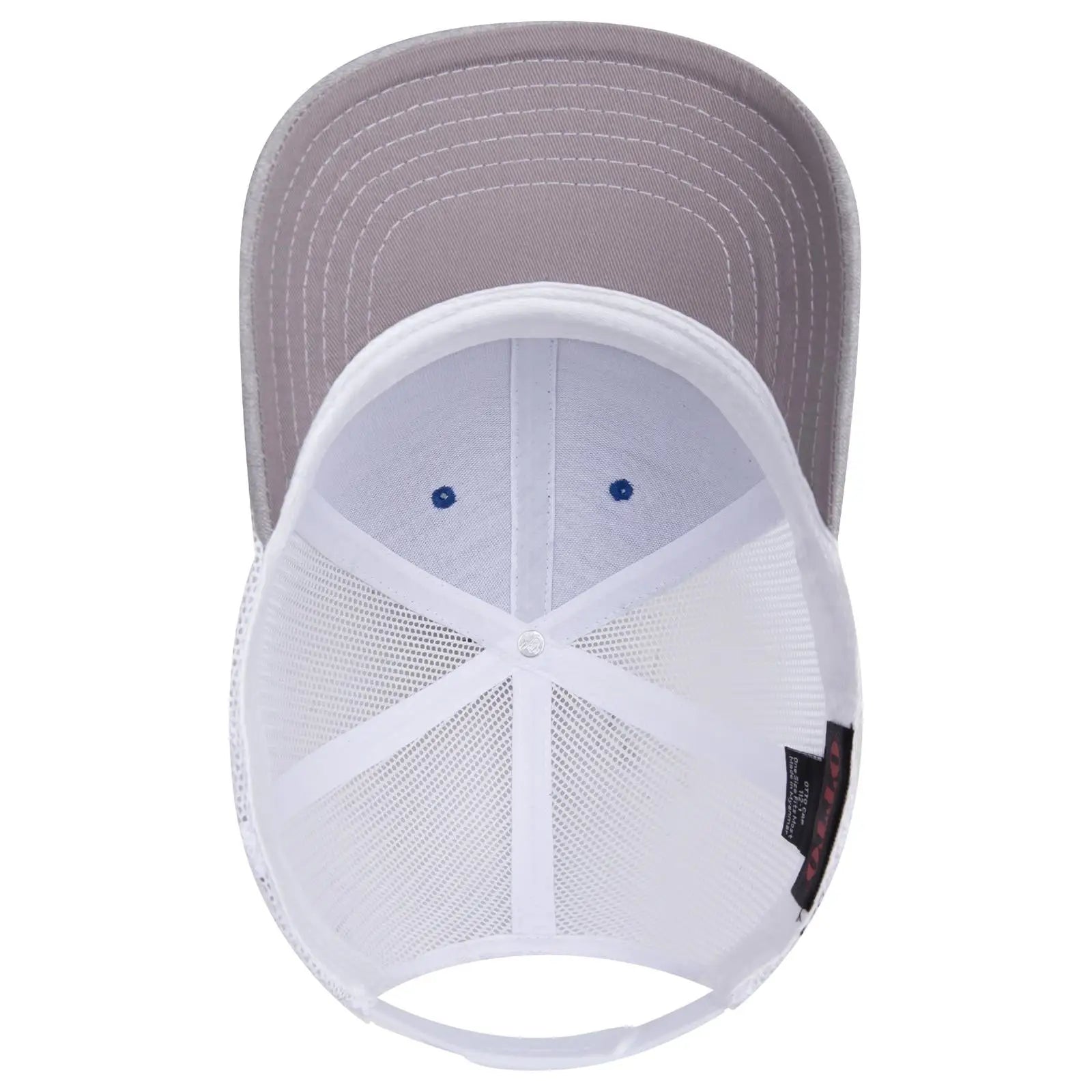 OTTO 112-1 6 Panel Mid Profile Mesh Back Trucker Cap - HeatherGray/Royal/White - HeatherGray/Royal/White / 7 3/8’’ - 7