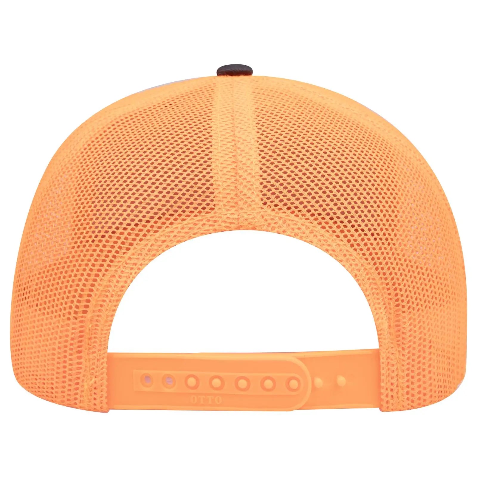 OTTO 112-1 6 Panel Mid Profile Mesh Back Trucker Cap - Ch.Gry/Ch.Gry/N.Org - Ch.Gry/Ch.Gry/N.Org / 7 3/8’’ - 7 5/8’’