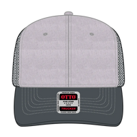 OTTO 112-1 6 Panel Mid Profile Mesh Back Trucker Cap - CharcoalGray/HeatherGray/CharcoalGray