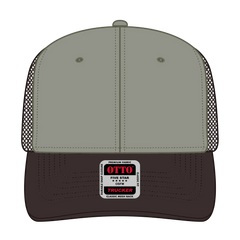 OTTO 112-1 6 Panel Mid Profile Mesh Back Trucker Cap - Dk.Brn/Ol.Grn/Dk.Brn - Dk.Brn/Ol.Grn/Dk.Brn / 7 3/8’’ - 7 5/8’’
