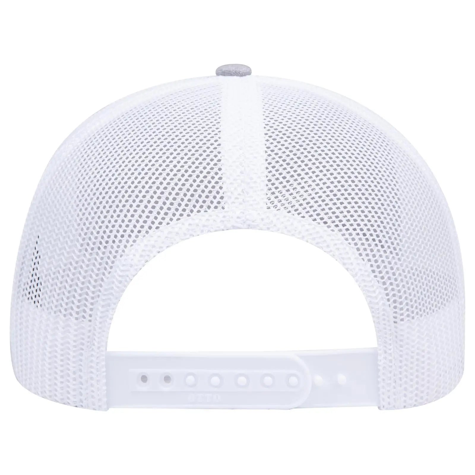 OTTO 112-1 6 Panel Mid Profile Mesh Back Trucker Cap - HeatherGray/HeatherGray/White