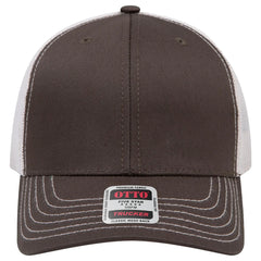 OTTO 112-1 6 Panel Mid Profile Mesh Back Trucker Cap - Dk.Ol.Grn/Dk.Ol.Grn/Lt.Khk - Dk.Ol.Grn/Dk.Ol.Grn/Lt.Khk / 7