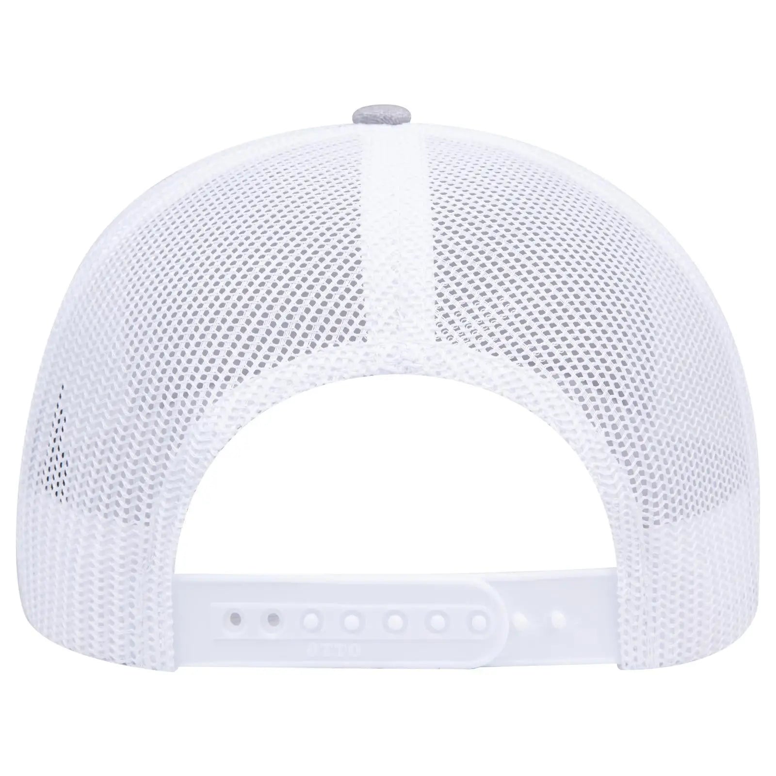 OTTO 112-1 6 Panel Mid Profile Mesh Back Trucker Cap - HeatherGray/HeatherGray/White