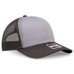 OTTO 112-1 6 Panel Mid Profile Mesh Back Trucker Cap - Dk.Ol.Grn/Gry/Dk.Ol.Grn - Dk.Ol.Grn/Gry/Dk.Ol.Grn / 7 3/8’’ - 7
