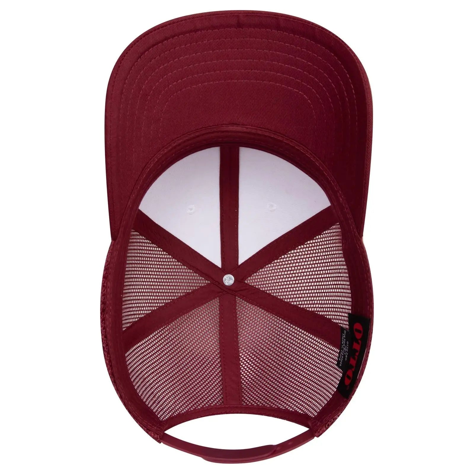 OTTO 112-1 6 Panel Mid Profile Mesh Back Trucker Cap - Burg.Marn/Wht/Bur.Marn - Burg.Marn/Wht/Bur.Marn / 7 3/8’’ - 7