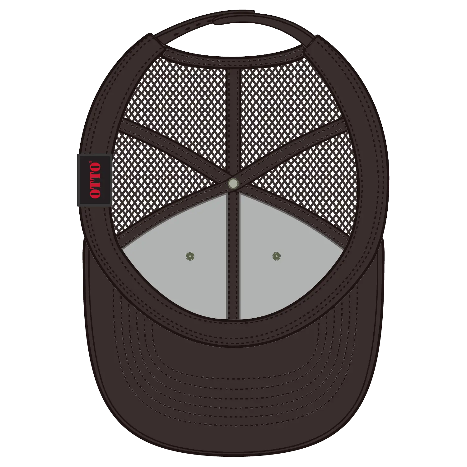 OTTO 112-1 6 Panel Mid Profile Mesh Back Trucker Cap - Dk.Brn/Ol.Grn/Dk.Brn - Dk.Brn/Ol.Grn/Dk.Brn / 7 3/8’’ - 7 5/8’’
