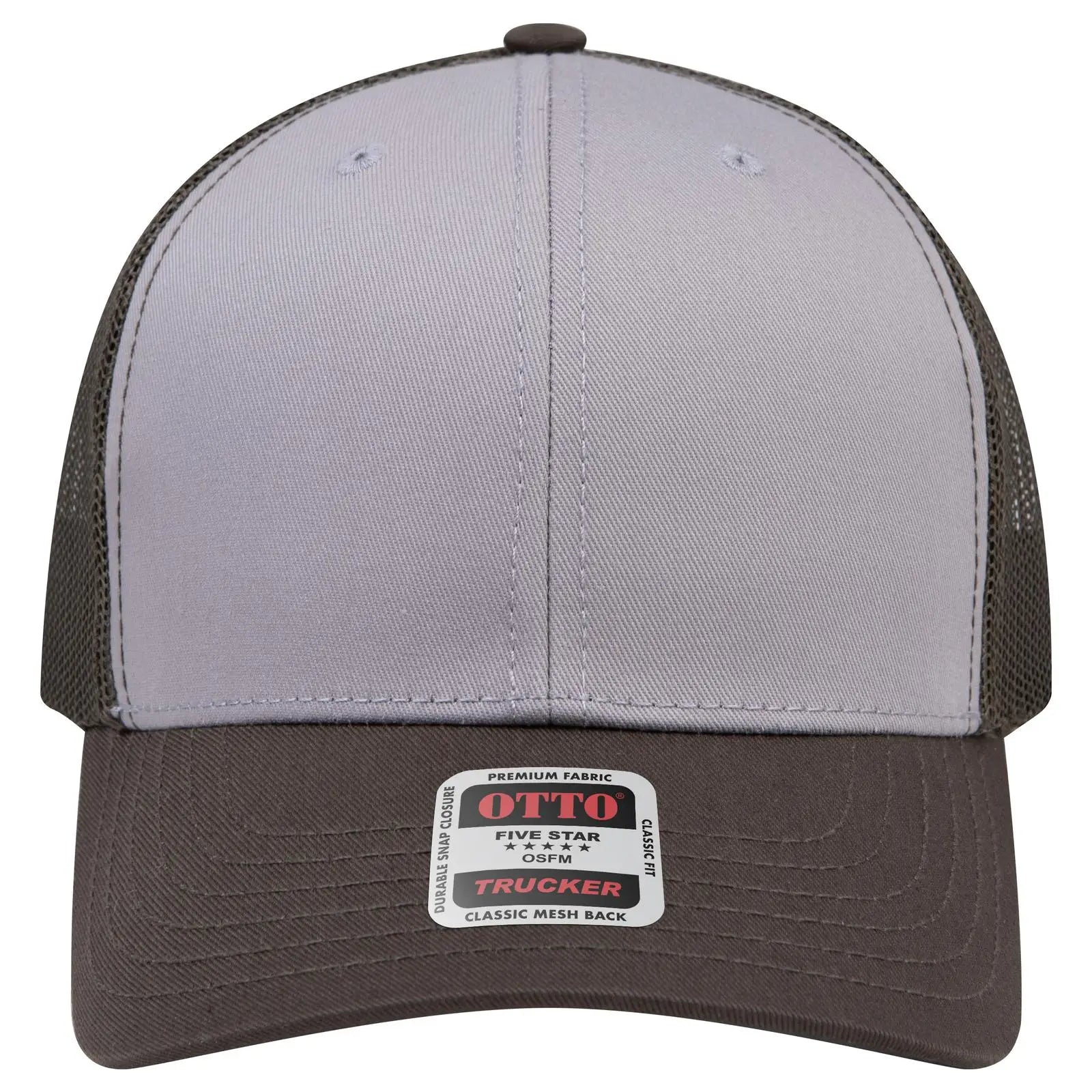 OTTO 112-1 6 Panel Mid Profile Mesh Back Trucker Cap - Dk.Ol.Grn/Gry/Dk.Ol.Grn - Dk.Ol.Grn/Gry/Dk.Ol.Grn / 7 3/8’’ - 7