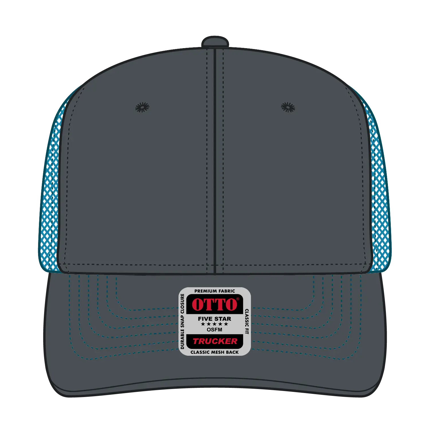 OTTO 112-1 6 Panel Mid Profile Mesh Back Trucker Cap - Ch.Gry/CH.Gry/N.Blu - Ch.Gry/CH.Gry/N.Blu / 7 3/8’’ - 7 5/8’’