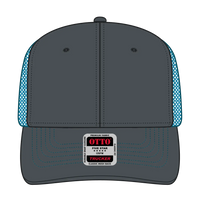 OTTO 112-1 6 Panel Mid Profile Mesh Back Trucker Cap - Ch.Gry/CH.Gry/N.Blu - Ch.Gry/CH.Gry/N.Blu / 7 3/8’’ - 7 5/8’’