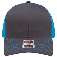 OTTO 112-1 6 Panel Mid Profile Mesh Back Trucker Cap - Ch.Gry/CH.Gry/N.Blu - Ch.Gry/CH.Gry/N.Blu / 7 3/8’’ - 7 5/8’’