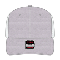 OTTO 112-1 6 Panel Mid Profile Mesh Back Trucker Cap - HeatherGray/HeatherGray/White - HeatherGray/HeatherGray/White