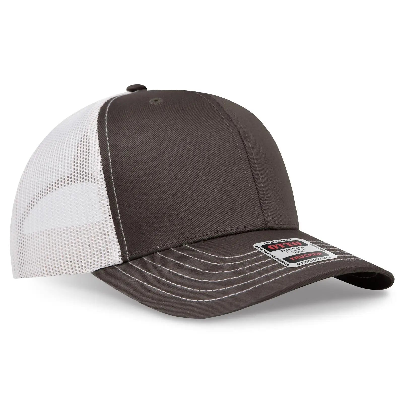 OTTO 112-1 6 Panel Mid Profile Mesh Back Trucker Cap - Dk.Ol.Grn/Dk.Ol.Grn/Lt.Khk - Dk.Ol.Grn/Dk.Ol.Grn/Lt.Khk / 7