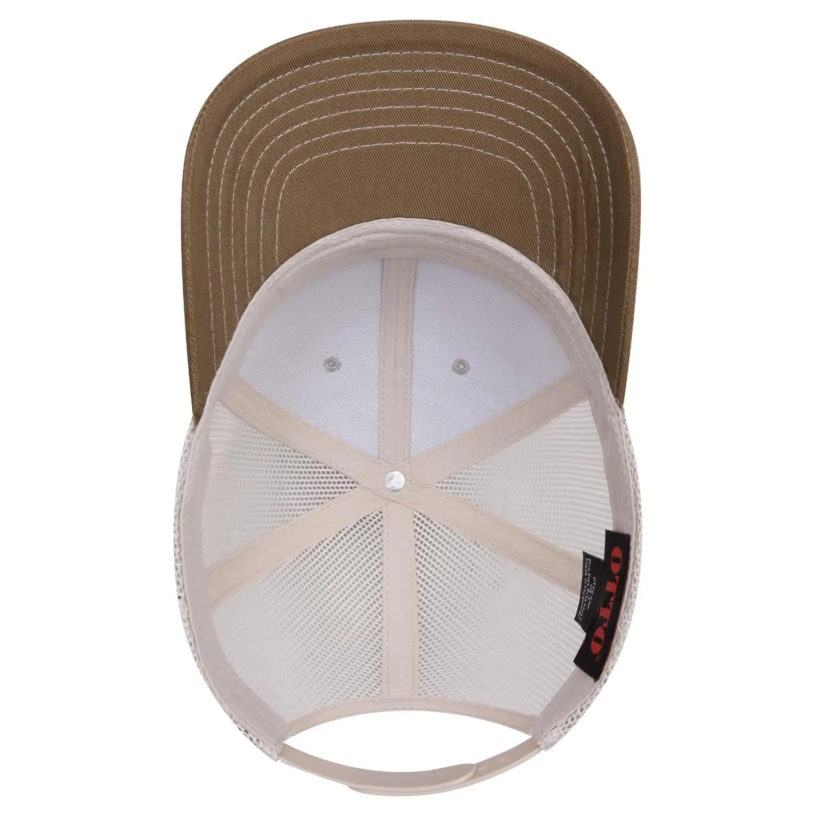 OTTO 112-1 6 Panel Mid Profile Mesh Back Trucker Cap - Coy.Brn/H.Gry/Lt.Khk - Coy.Brn/H.Gry/Lt.Khk / 7 3/8’’ - 7 5/8’’