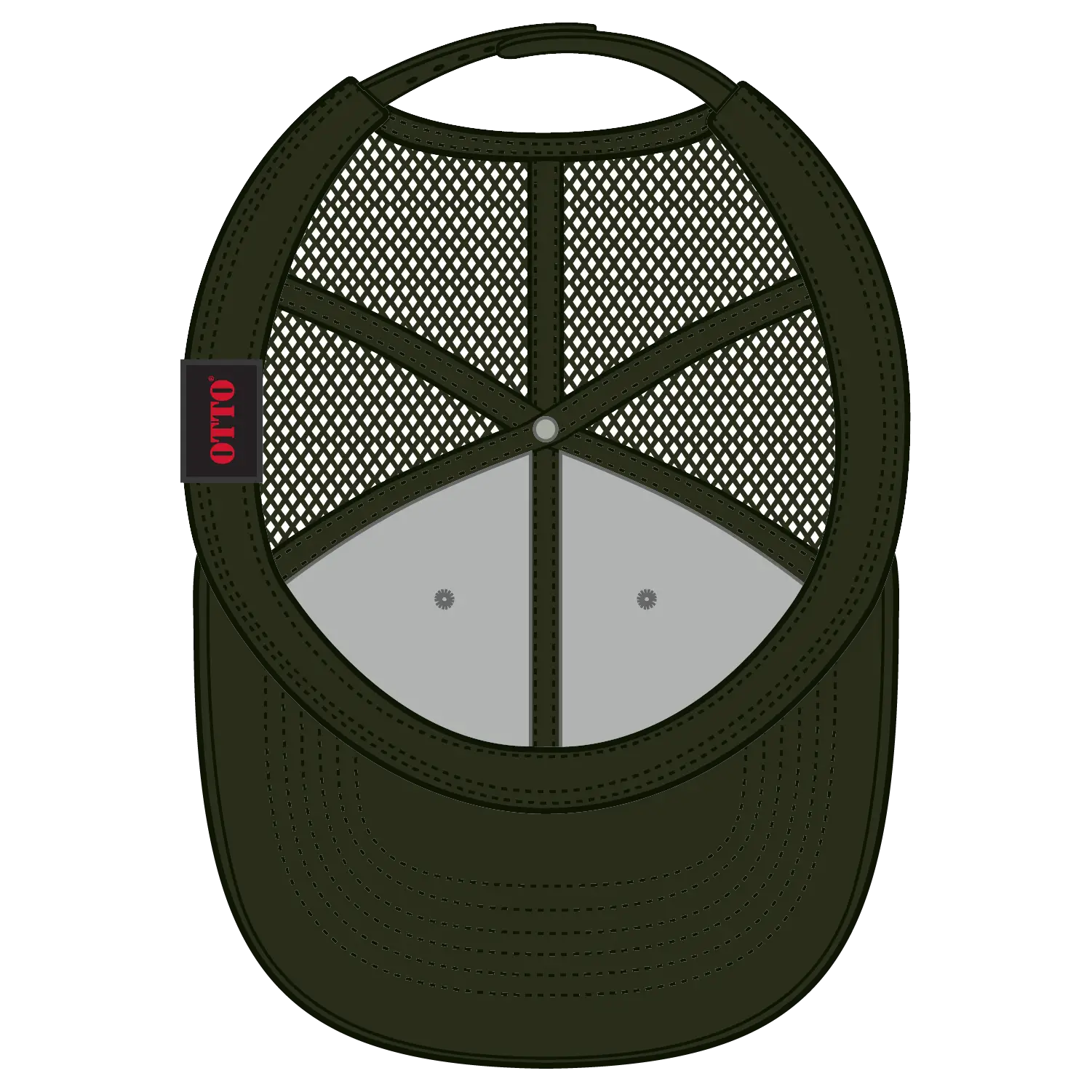 OTTO 112-1 6 Panel Mid Profile Mesh Back Trucker Cap - Dk.Ol.Grn/Gry/Dk.Ol.Grn - Dk.Ol.Grn/Gry/Dk.Ol.Grn / 7 3/8’’ - 7