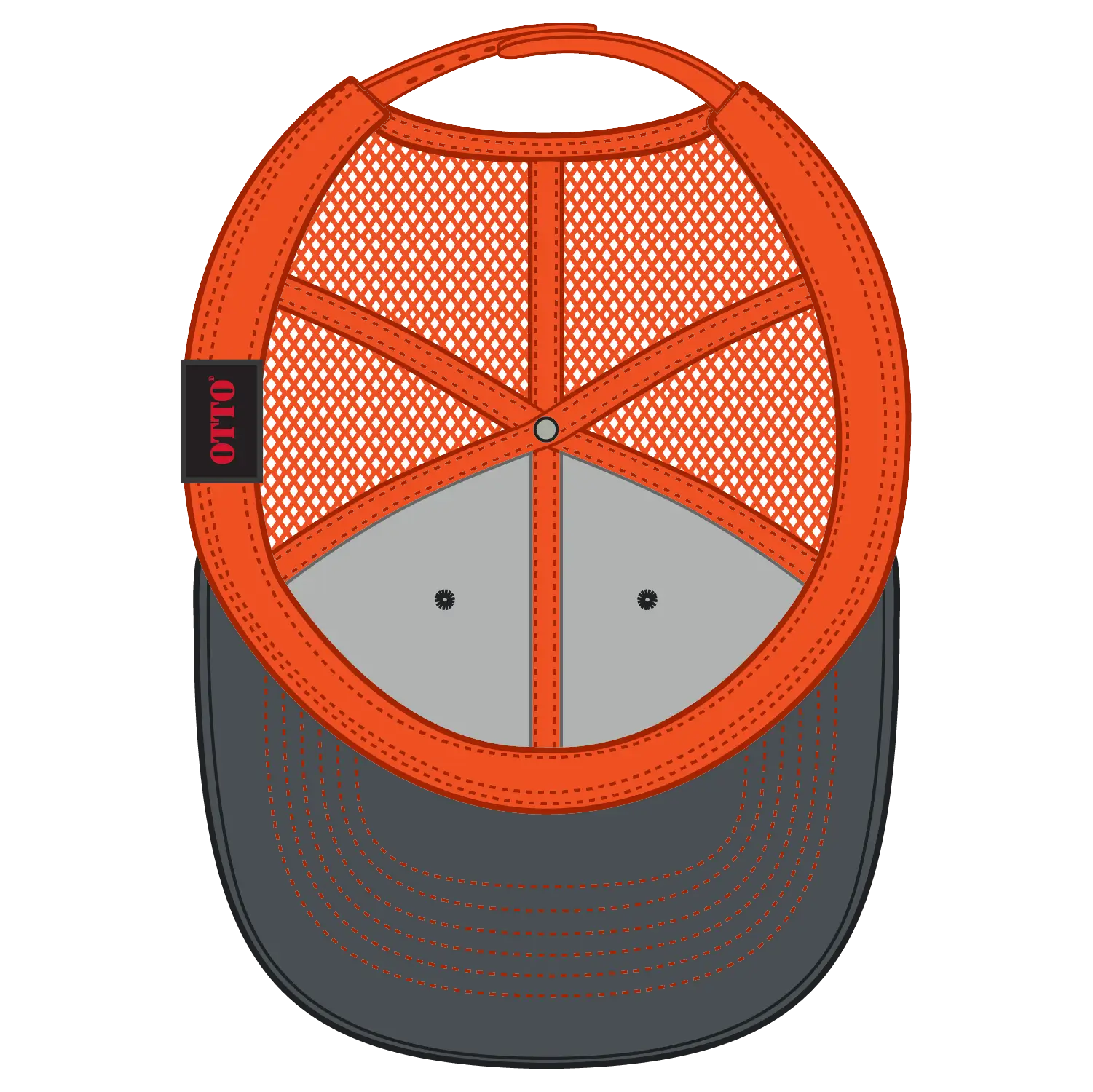 OTTO 112-1 6 Panel Mid Profile Mesh Back Trucker Cap - Ch.Gry/Ch.Gry/N.Org - Ch.Gry/Ch.Gry/N.Org / 7 3/8’’ - 7 5/8’’