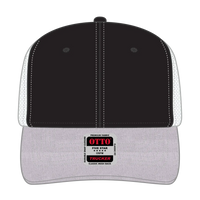 OTTO 112-1 6 Panel Mid Profile Mesh Back Trucker Cap - HeatherGray/Black/White - HeatherGray/Black/White / 7 3/8’’ - 7