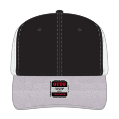 OTTO 112-1 6 Panel Mid Profile Mesh Back Trucker Cap - HeatherGray/Black/White - HeatherGray/Black/White / 7 3/8’’ - 7