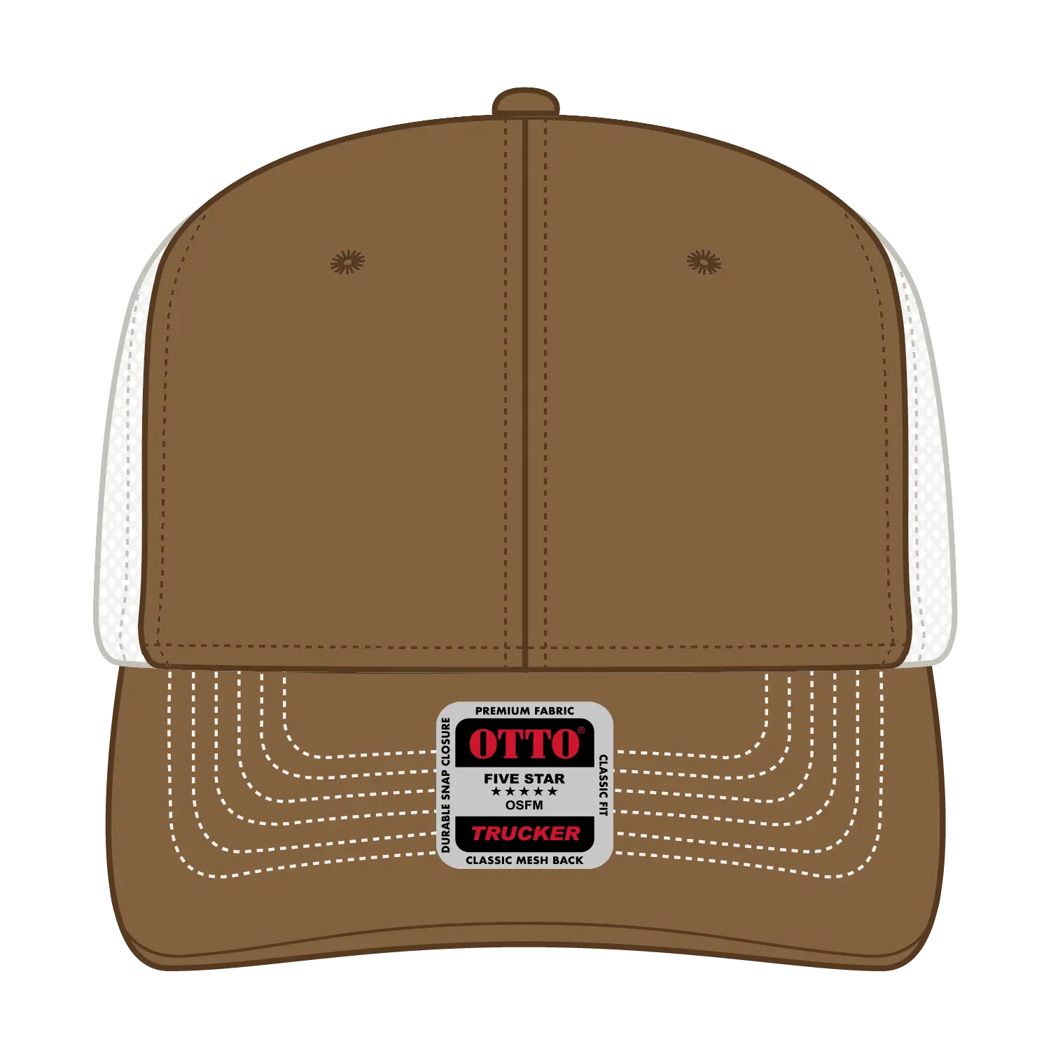 OTTO 112-1 6 Panel Mid Profile Mesh Back Trucker Cap - Coy.Brn/Coy.Brn/Lt.Khk - Coy.Brn/Coy.Brn/Lt.Khk / 7 3/8’’ - 7