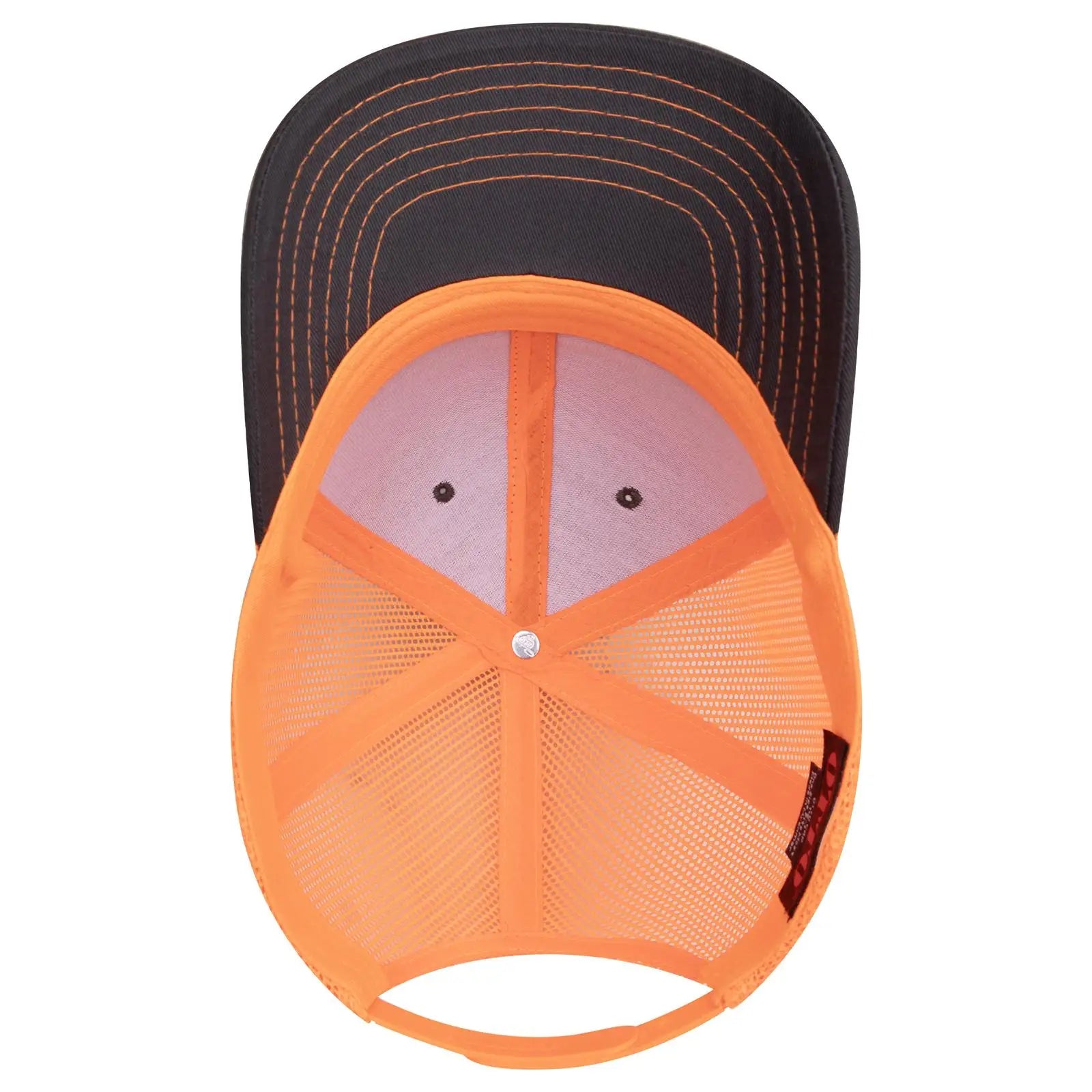 OTTO 112-1 6 Panel Mid Profile Mesh Back Trucker Cap - Ch.Gry/Ch.Gry/N.Org - Ch.Gry/Ch.Gry/N.Org / 7 3/8’’ - 7 5/8’’