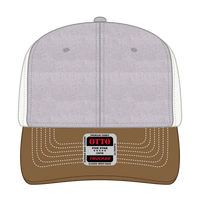 OTTO 112-1 6 Panel Mid Profile Mesh Back Trucker Cap - Coy.Brn/H.Gry/Lt.Khk - Coy.Brn/H.Gry/Lt.Khk / 7 3/8’’ - 7 5/8’’