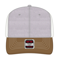 OTTO 112-1 6 Panel Mid Profile Mesh Back Trucker Cap - Coy.Brn/H.Gry/Lt.Khk - Coy.Brn/H.Gry/Lt.Khk / 7 3/8’’ - 7 5/8’’